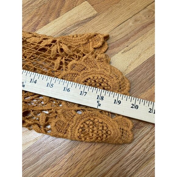 Cato Women's 22/24 Yellow Blouse Top Cotton Tunic Floral Crochet Lace Trim Boho - Picture 7 of 9